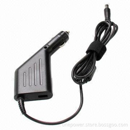 In-car Charger for HP Laptop, 18.5V, 3.5A, 65W Output, 7.4*5.0mm with Pin, Built-in USB, Black Color